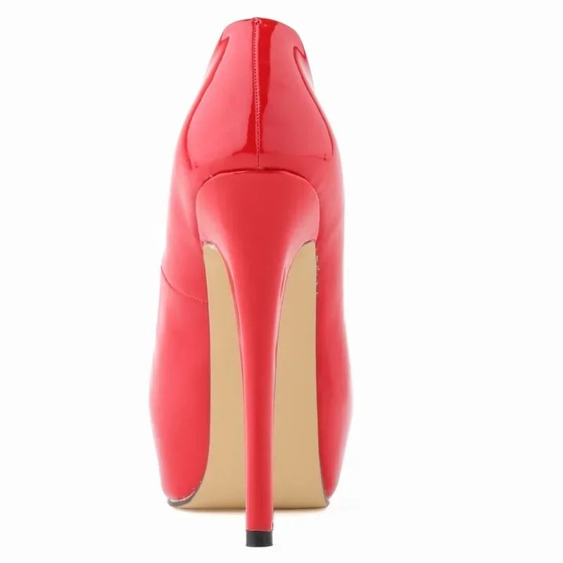 Cross-dresser Unisex Men's Pumps Stilettos 14cm Round Toe High Heels Sexy Nighclub Red Black Platform Wedding Shoes