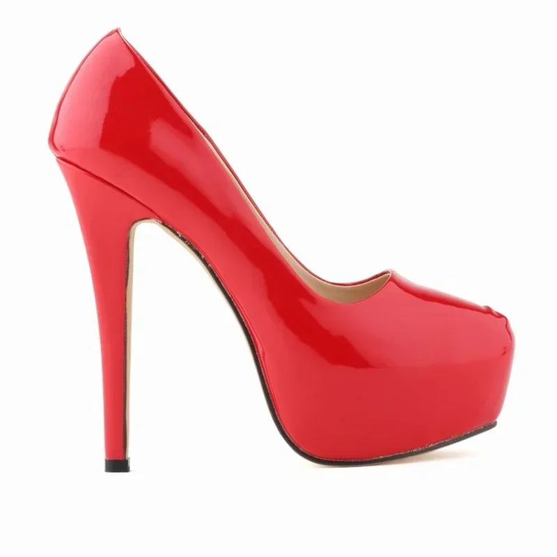 Cross-dresser Unisex Men's Pumps Stilettos 14cm Round Toe High Heels Sexy Nighclub Red Black Platform Wedding Shoes