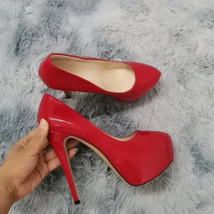 Cross-dresser Unisex Men's Pumps Stilettos 14cm Round Toe High Heels Sexy Nighclub Red Black Platform Wedding Shoes