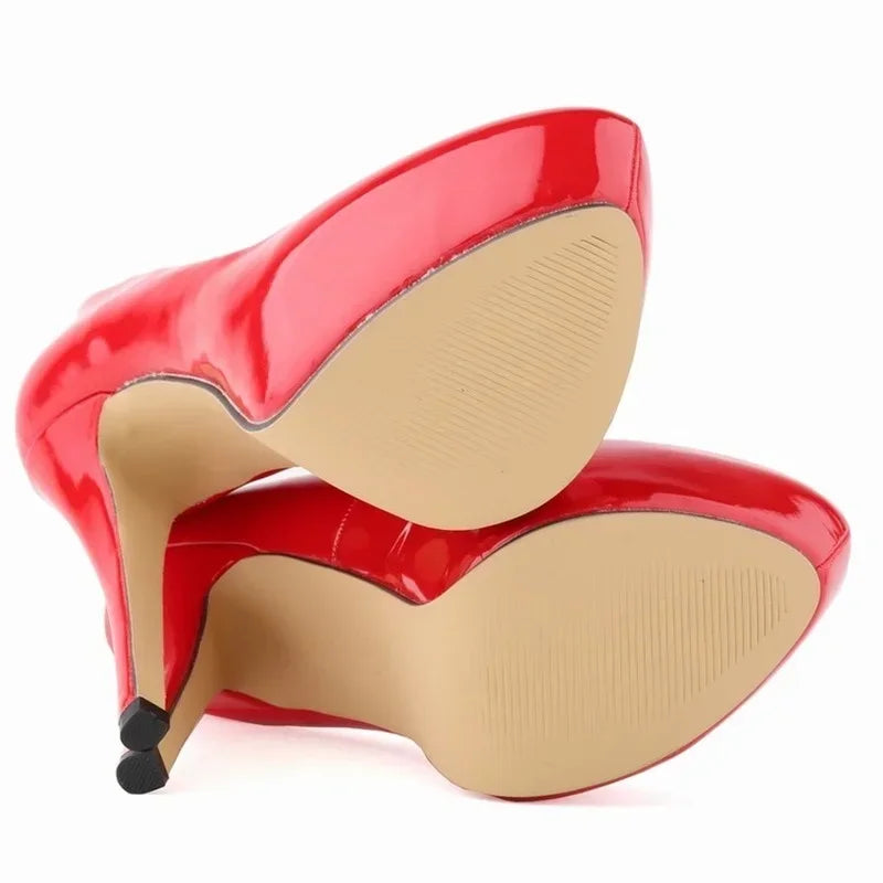 Cross-dresser Unisex Men's Pumps Stilettos 14cm Round Toe High Heels Sexy Nighclub Red Black Platform Wedding Shoes
