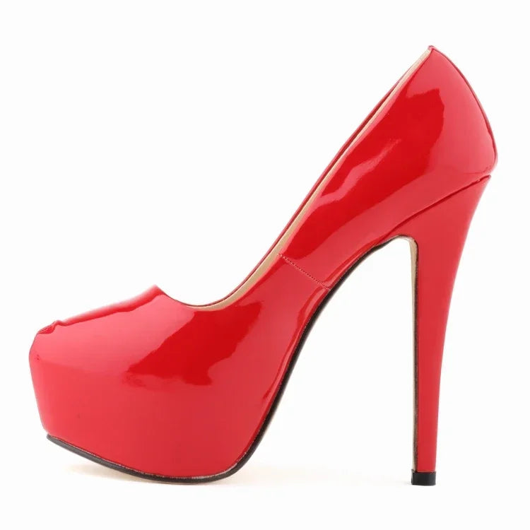 Cross-dresser Unisex Men's Pumps Stilettos 14cm Round Toe High Heels Sexy Nighclub Red Black Platform Wedding Shoes