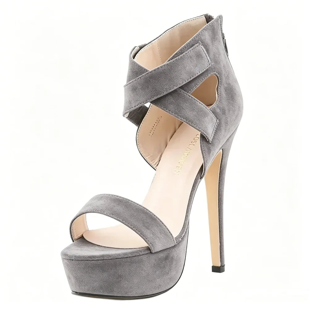 Cross-dresser Unisex Strap Buckle Wedge Platform Sandals 14cm High Heels Chunky Block Heels Dress Party Wedding Shoes