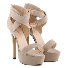 Cross-dresser Unisex Strap Buckle Wedge Platform Sandals 14cm High Heels Chunky Block Heels Dress Party Wedding Shoes