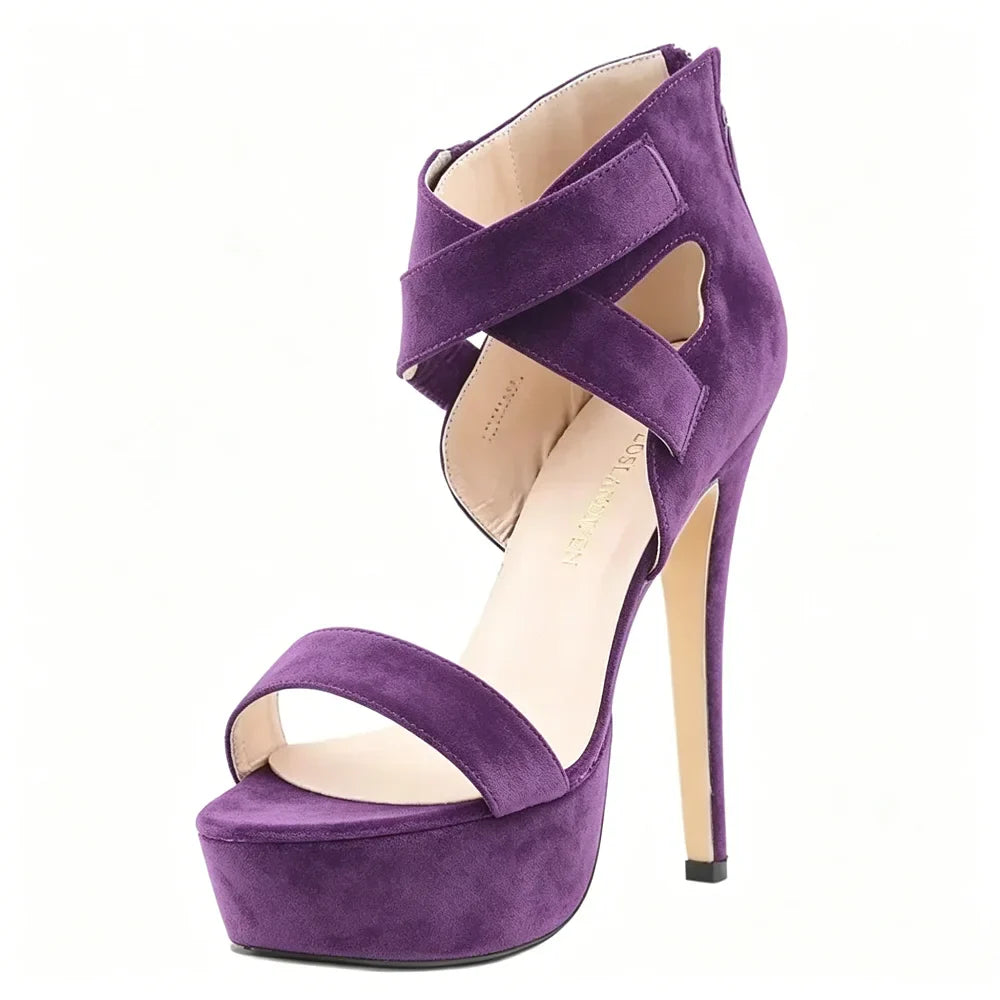 Cross-dresser Unisex Strap Buckle Wedge Platform Sandals 14cm High Heels Chunky Block Heels Dress Party Wedding Shoes