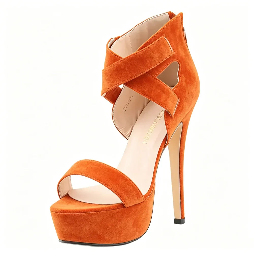 Cross-dresser Unisex Strap Buckle Wedge Platform Sandals 14cm High Heels Chunky Block Heels Dress Party Wedding Shoes