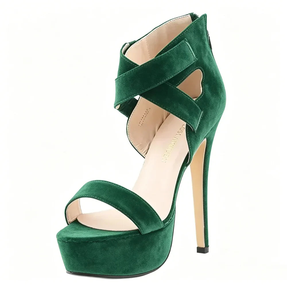 Cross-dresser Unisex Strap Buckle Wedge Platform Sandals 14cm High Heels Chunky Block Heels Dress Party Wedding Shoes