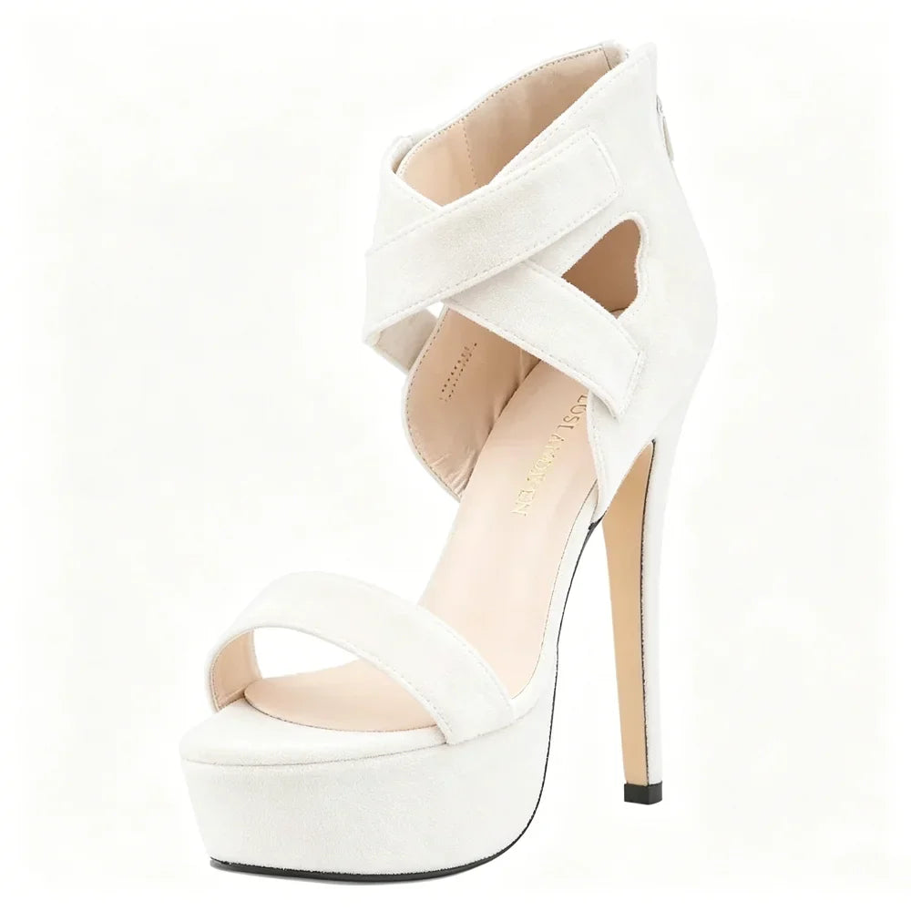 Cross-dresser Unisex Strap Buckle Wedge Platform Sandals 14cm High Heels Chunky Block Heels Dress Party Wedding Shoes