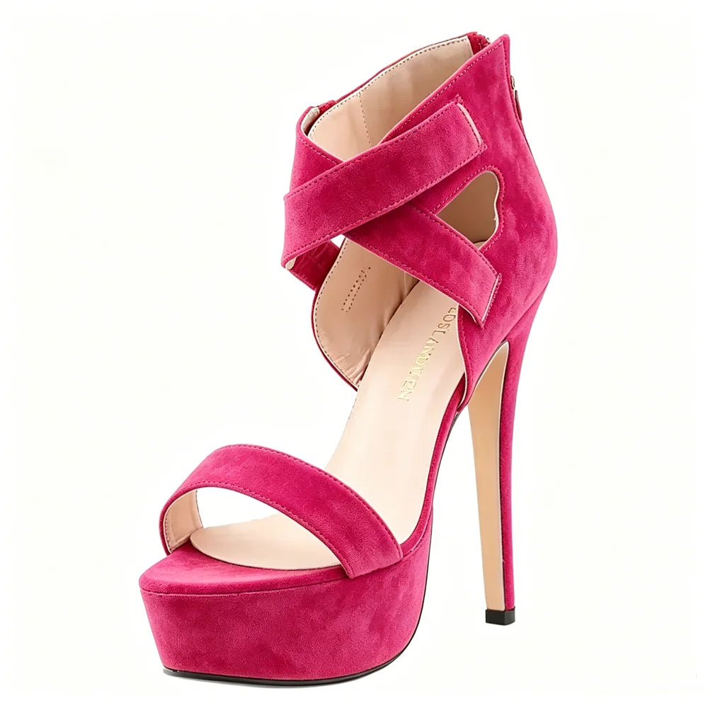 Cross-dresser Unisex Strap Buckle Wedge Platform Sandals 14cm High Heels Chunky Block Heels Dress Party Wedding Shoes