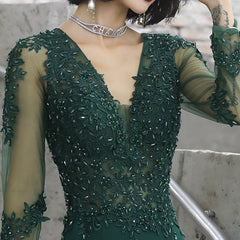 Dark Green Mermaid Spandex Long Evening Dress with Lace