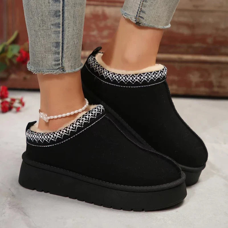 Designer Chelsea Ankle Snow Boots Woman Fur Short Plush Warm Cotton Slippers Female Platform Cotton Boots