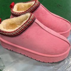 Designer Chelsea Ankle Snow Boots Woman Fur Short Plush Warm Cotton Slippers Female Platform Cotton Boots