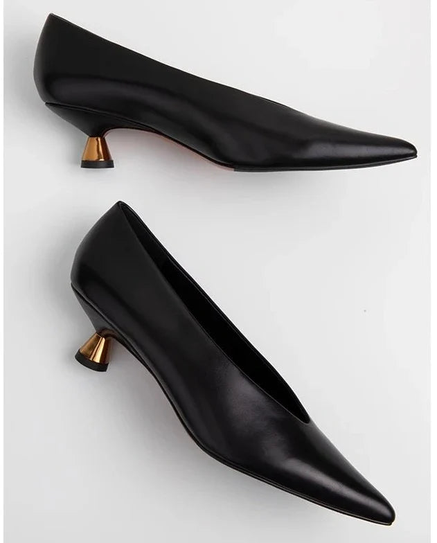 Designer Pointed Toe Pumps Shoes Shallow Slip On Autumn Dancing Party Low Heel Shoes