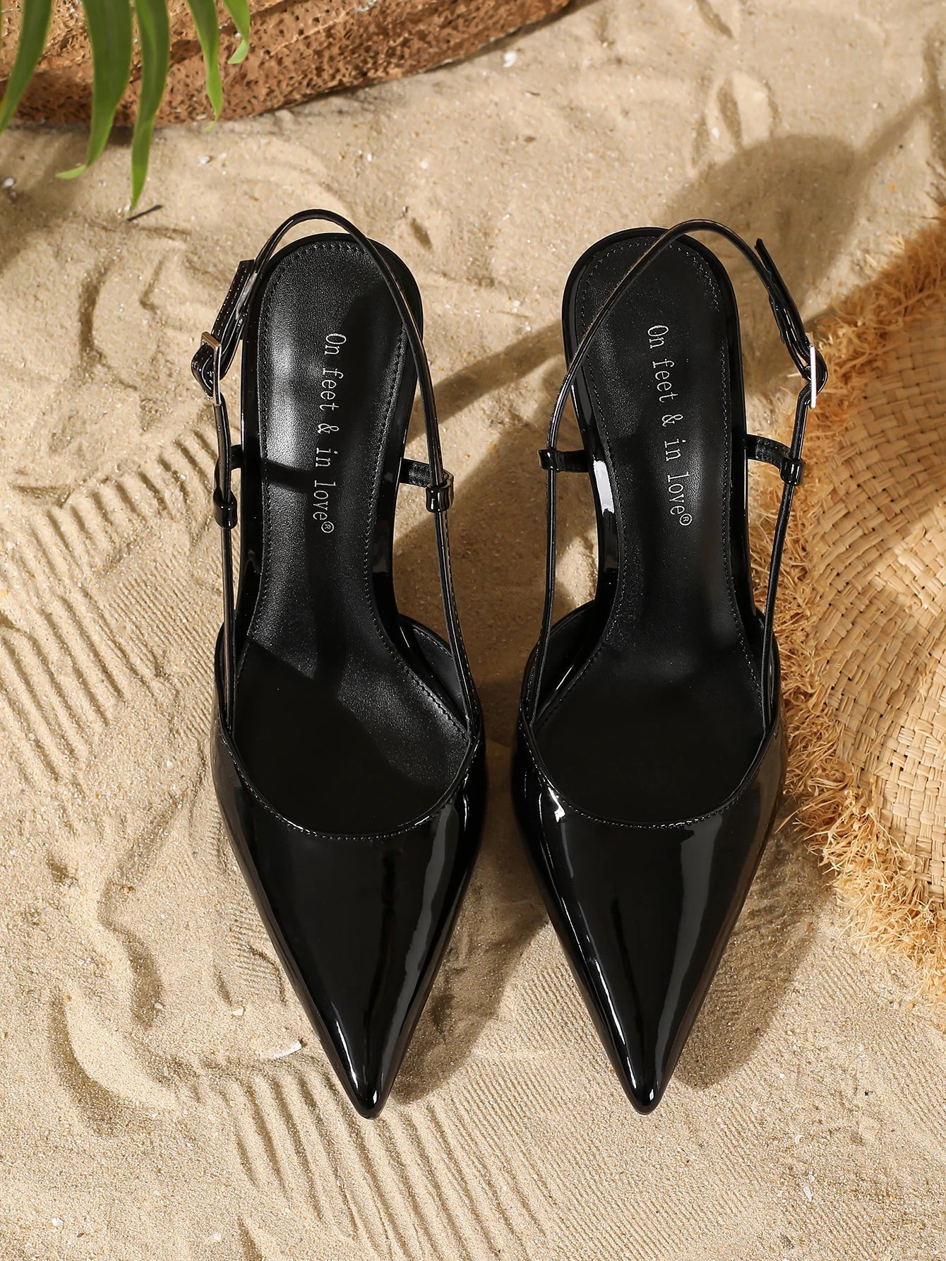 Elegant Black Patent Leather Pointed-Toe Stilettos Women