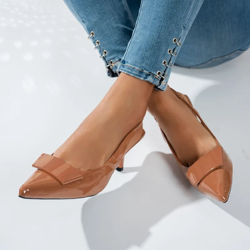 Elegant blue hook-top pointed-toe' high-heeled sandals