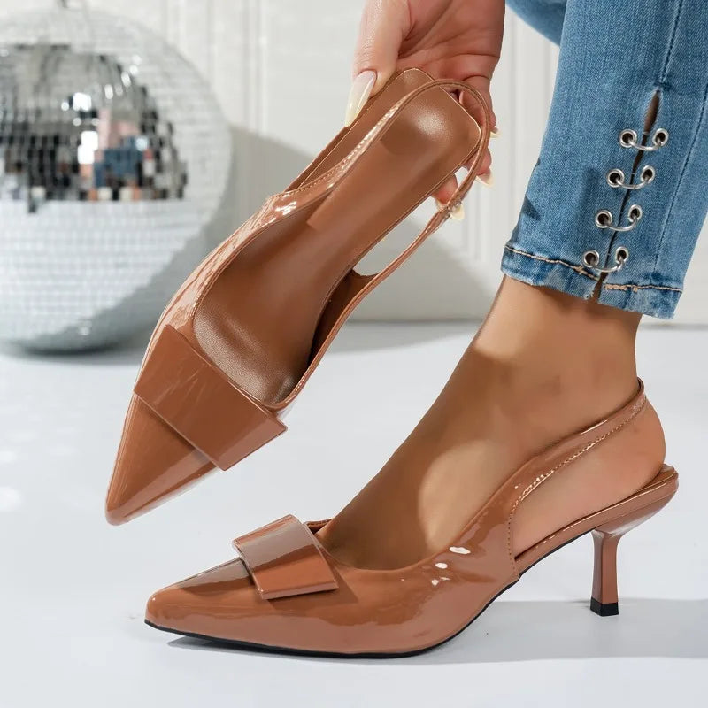 Elegant blue hook-top pointed-toe' high-heeled sandals