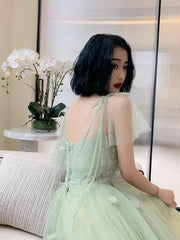 Beautiful Green Tulle Tulle with Lace Party Dress Formal Dress