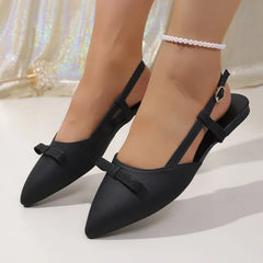 Fashionable Hot Selling Sexy Bow Elegant Work Flat Sandals Pointed Temperament Comfortable Casual Sandals Women