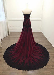 Gorgeous Black and Wine Red Mermaid Long Evening Gown Party Dress