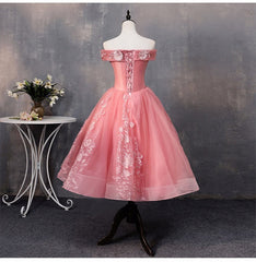 Lovely Pink Off Shoulder Party Dress