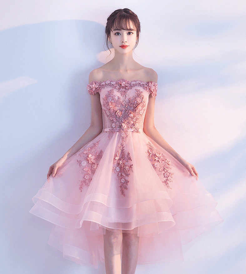 Stylish Pink Off the Shoulder Homecoming Dress