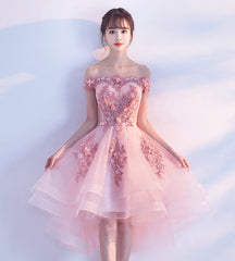 Stylish Pink Off the Shoulder Homecoming Dress