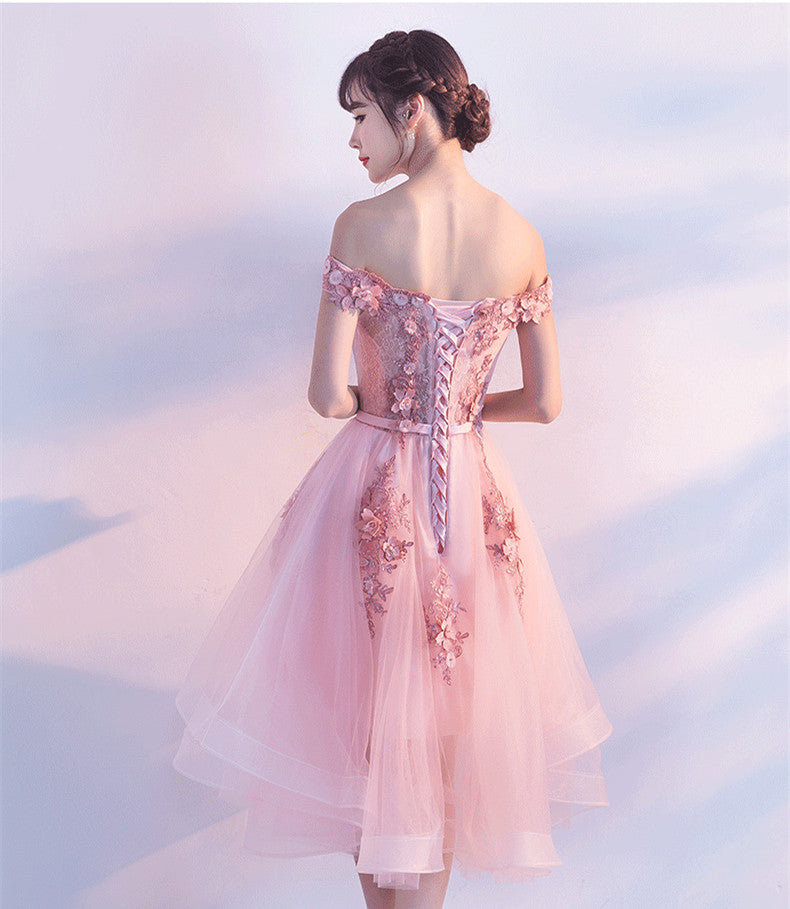 Stylish Pink Off the Shoulder Homecoming Dress