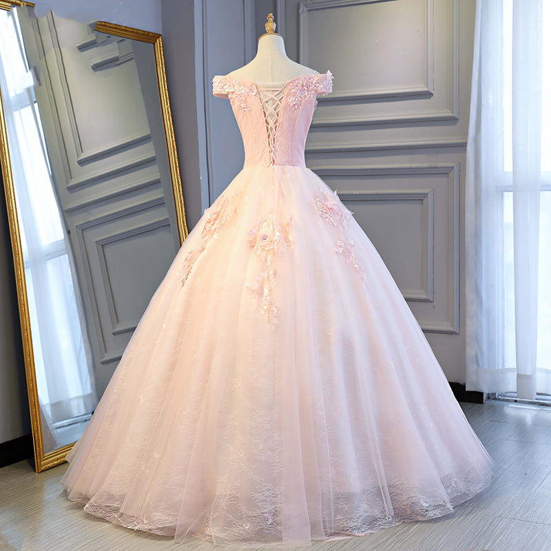 Adorable Pink Tulle Off Shoulder Pink Party Dress