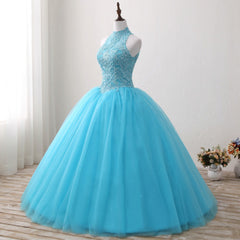 Gorgeous Blue Tulle Ball Gown Lace Top Sweet 16 Dress