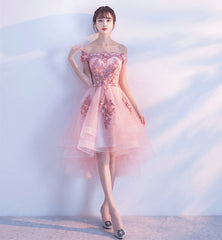 Stylish Pink Off the Shoulder Homecoming Dress