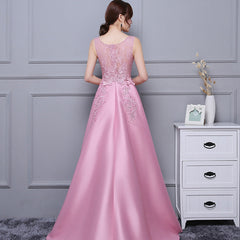 Beautiful Pink High Low Satin and Lace Homecoming Dress