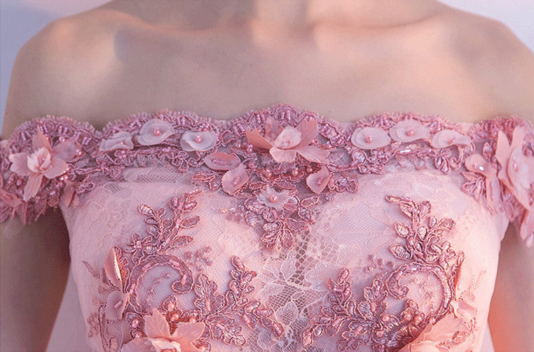 Stylish Pink Off the Shoulder Homecoming Dress