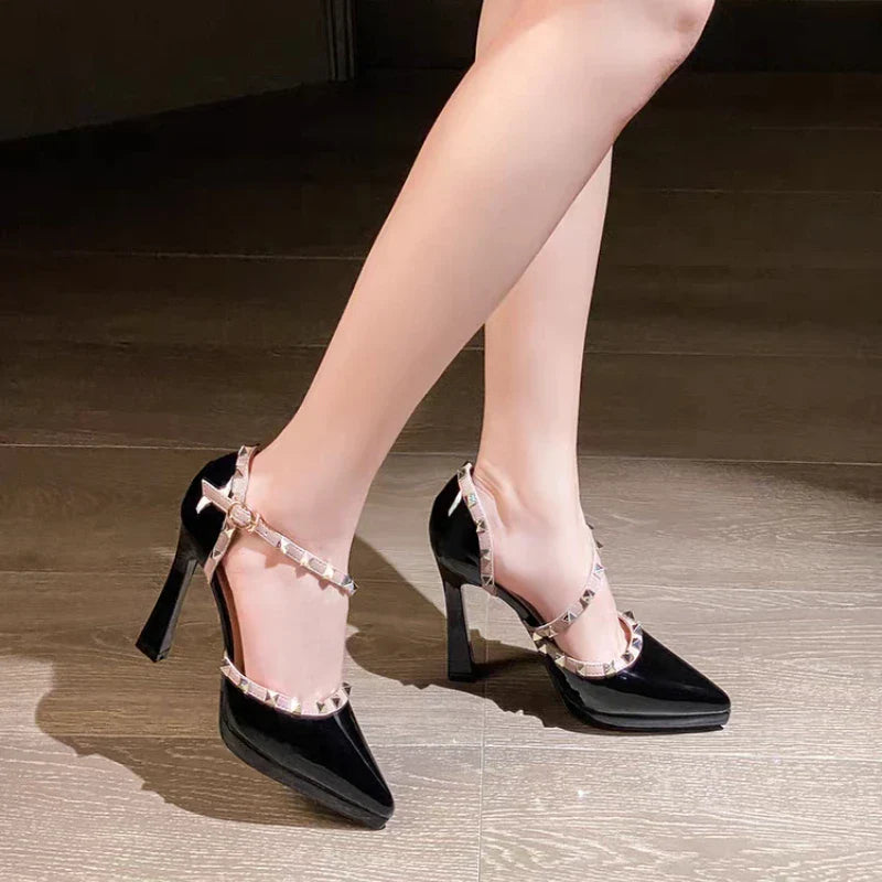 High-end nude color sexy platform heels
