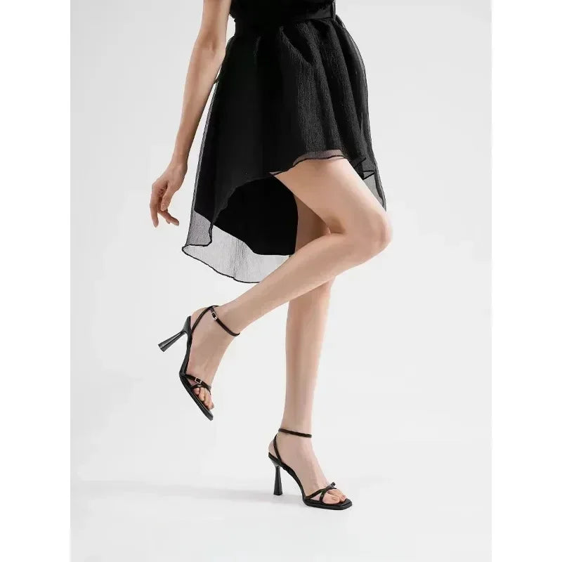 High-quality off-white ankle strap design slim sandals