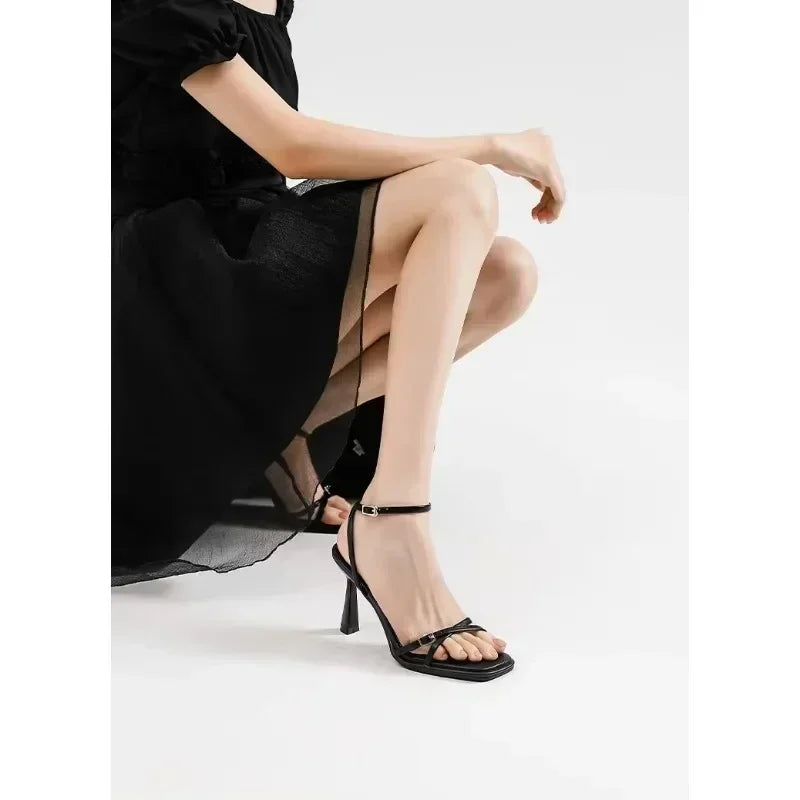 High-quality off-white ankle strap design slim sandals