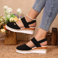 Hot Sale Shoes Closed Toe Sandals Round Toe Casual Sandals High Quality Solid Wedge Slippers