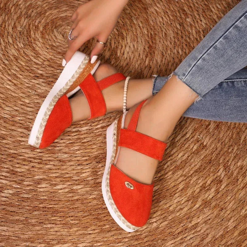 Hot Sale Shoes Closed Toe Sandals Round Toe Casual Sandals High Quality Solid Wedge Slippers