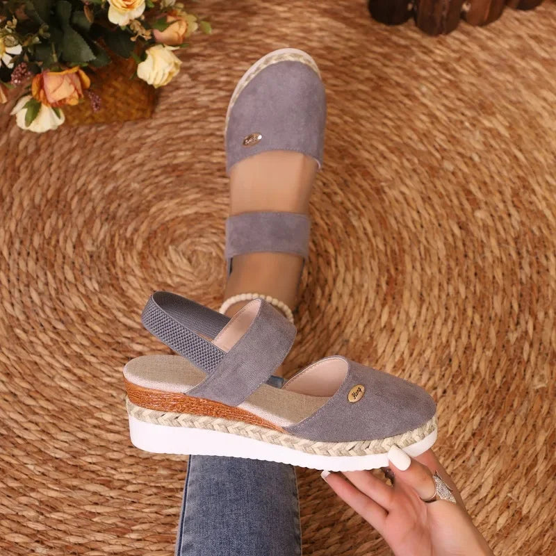 Hot Sale Shoes Closed Toe Sandals Round Toe Casual Sandals High Quality Solid Wedge Slippers