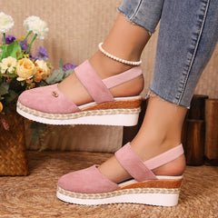 Hot Sale Shoes Closed Toe Sandals Round Toe Casual Sandals High Quality Solid Wedge Slippers