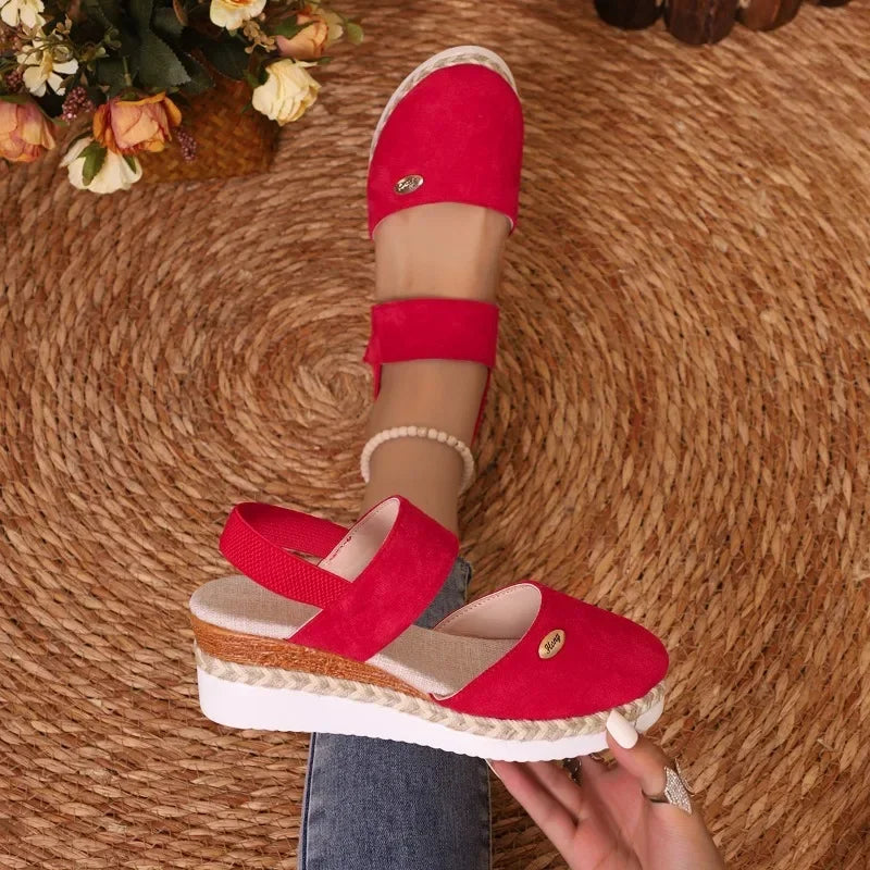 Hot Sale Shoes Closed Toe Sandals Round Toe Casual Sandals High Quality Solid Wedge Slippers