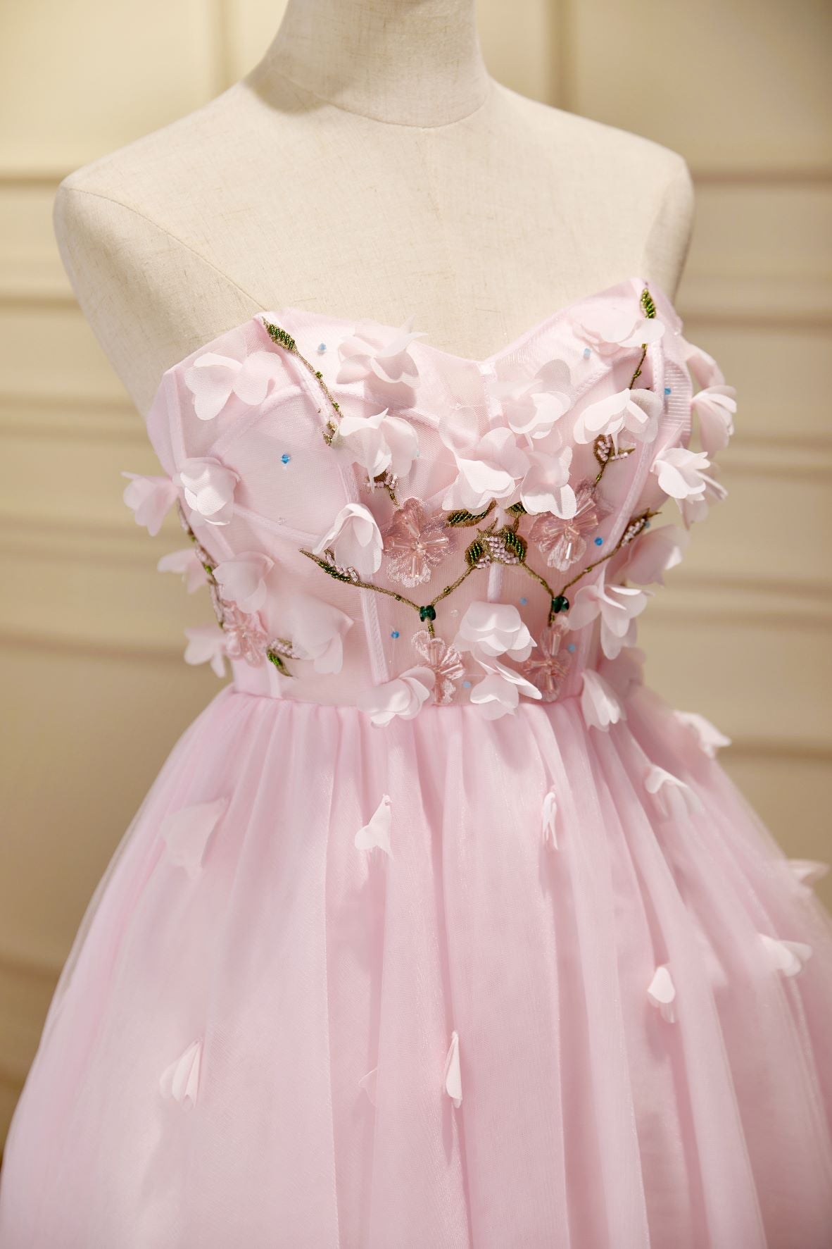 Lovely Pink Tulle with Flowers Short Party Dress