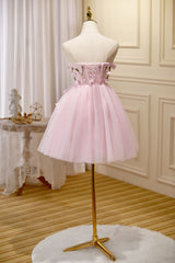 Lovely Pink Tulle with Flowers Short Party Dress