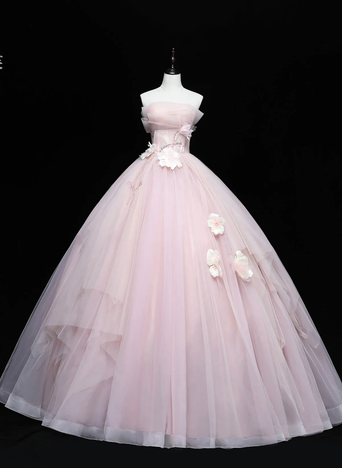 Lindo vestido de fiesta rosa de tul con flores para dulces 16 