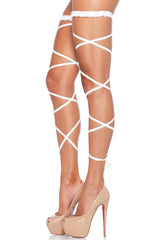 Neon Pink Ruffled Garter Leg Wraps