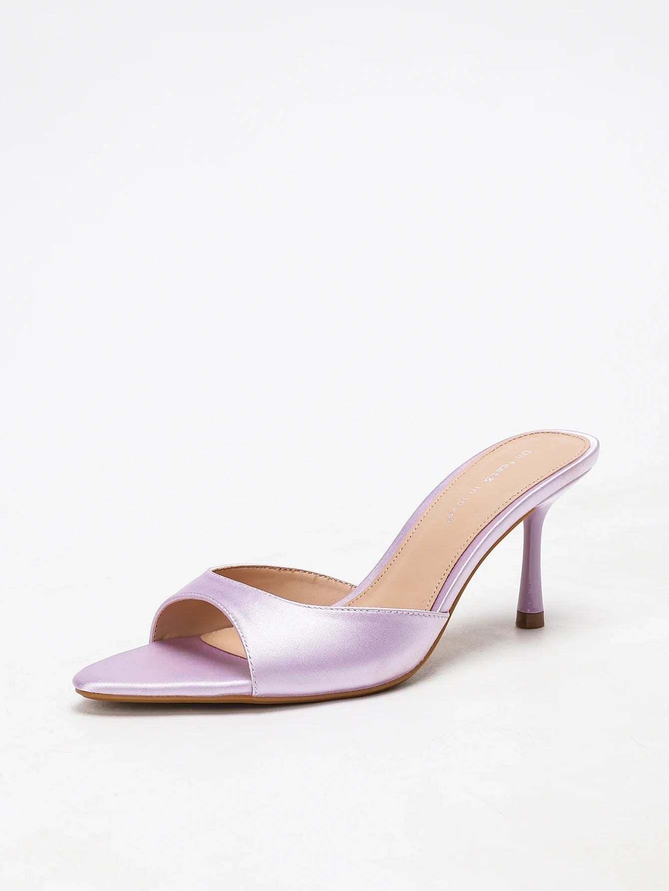 LAVENDER SILKY STILETTO HEEL SLIDE SANDALS OPEN TOE MULES PARTY BANQUET WEDDING