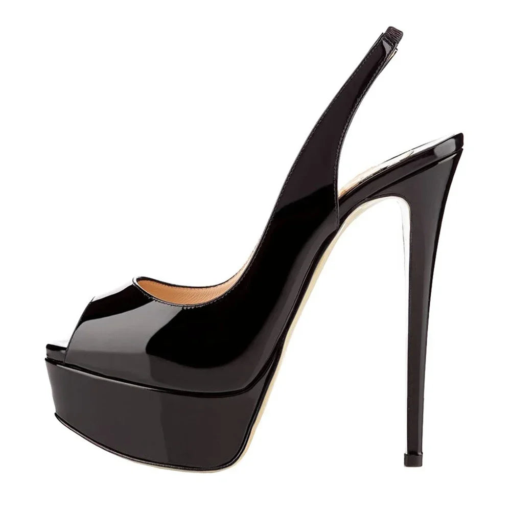 LOSLANDIFEN 14CM Platform Super High Heels Woman Sexy Open Toe Sandals Gladiator Party Dress Shoes Plus Size 44