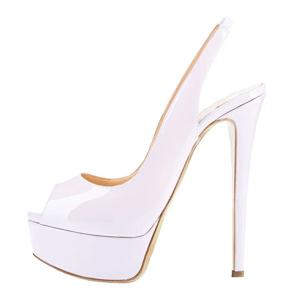 LOSLANDIFEN 14CM Platform Super High Heels Woman Sexy Open Toe Sandals Gladiator Party Dress Shoes Plus Size 44