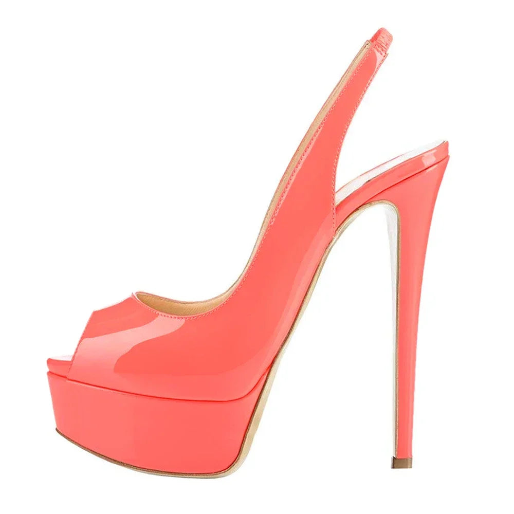 LOSLANDIFEN 14CM Platform Super High Heels Woman Sexy Open Toe Sandals Gladiator Party Dress Shoes Plus Size 44