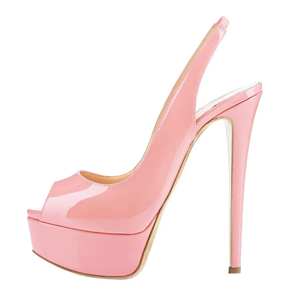 LOSLANDIFEN 14CM Platform Super High Heels Woman Sexy Open Toe Sandals Gladiator Party Dress Shoes Plus Size 44