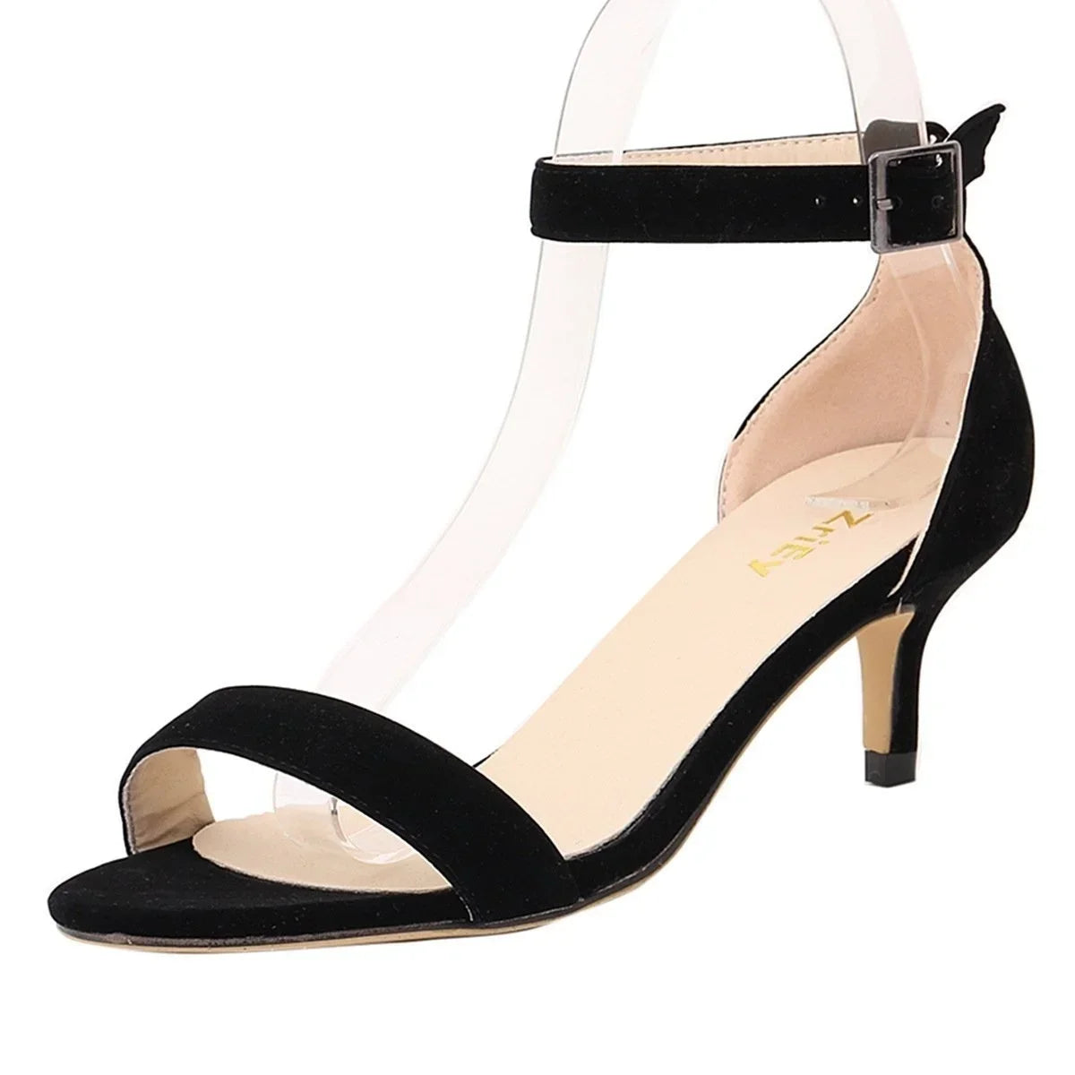 LOSLANDIFEN Low Heels Ankle Strap Sandal Open Toes Sexy High  Wedding Party Shoes Plus Size Sandals 105-2VE