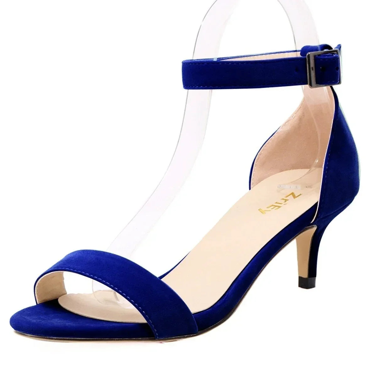 LOSLANDIFEN Low Heels Ankle Strap Sandal Open Toes Sexy High  Wedding Party Shoes Plus Size Sandals 105-2VE